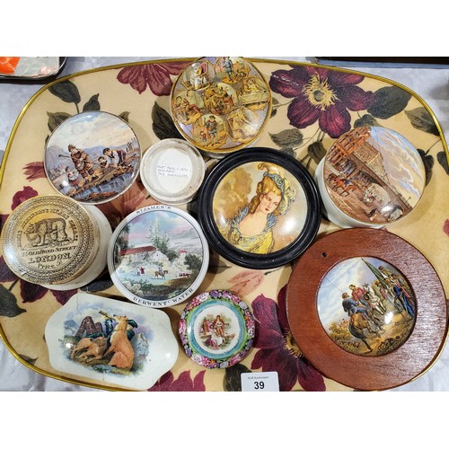 39 - A selection of Pratt ware lids some A/F. No Shipping. Arrange collection or your own packer and ship... 