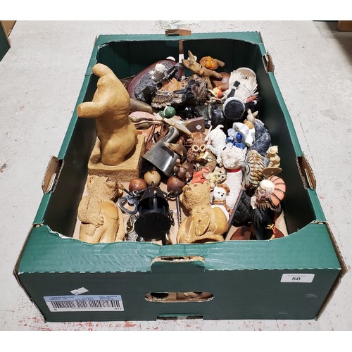 50 - A box of ornaments including horn. No Shipping. Arrange collection or your own packer and shipper, p... 