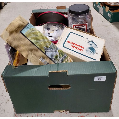53 - A box of sewing and knitting items.

UK shipping £14.