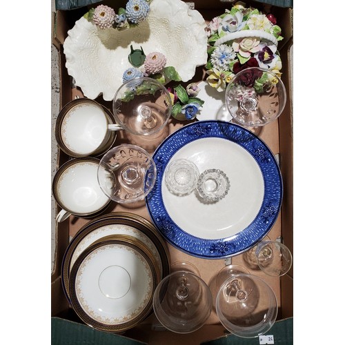 58 - A box of glass and china including Crown Chelsea. No Shipping. Arrange collection or your own packer... 