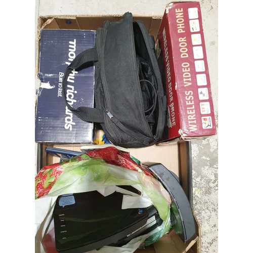 49 - A box of small electricals including a Morphy Richards steam iron. No shipping. Arrange collection o... 