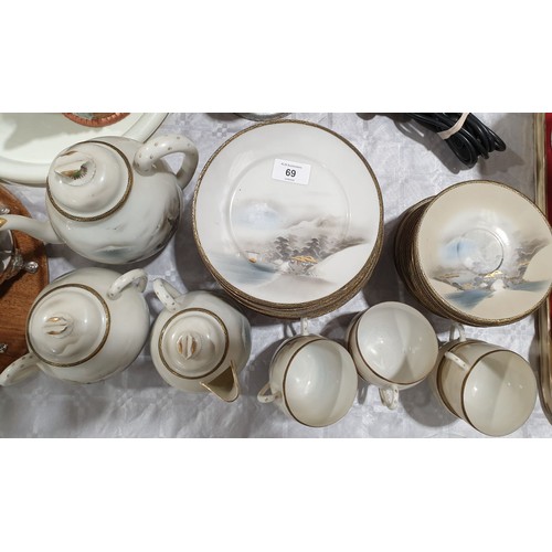 69 - An early 20th century Japanese eggshell porcelain tea set. No shipping. Arrange collection or your o... 