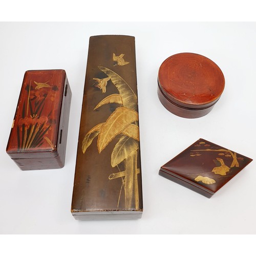 92 - Antique Japanese lacquer boxes and a bow. No shipping. Arrange collection or your own packer and shi... 