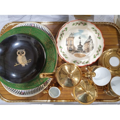 100 - A tray of ceramics including a lustre coffee service. No shipping. Arrange collection or your own pa... 