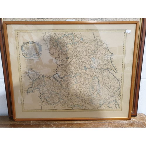 143 - Three framed maps: The North of England, West Yorkshire and Sowerby, the largest 17.5