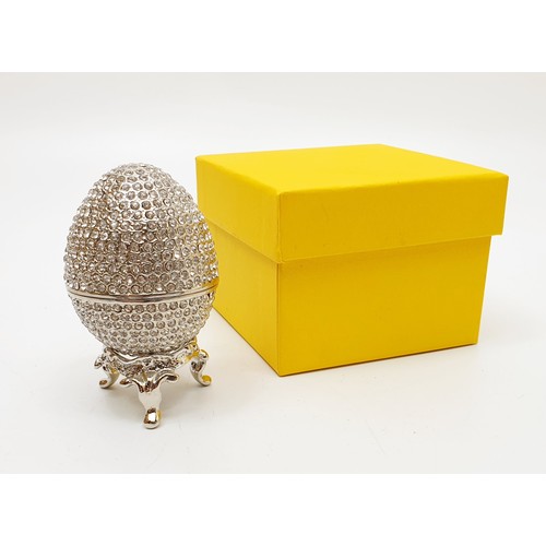 105 - A diamante covered egg trinket box, height 3