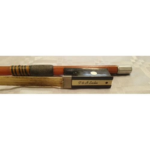 188 - A vintage violin bow by P & H of London, length 27