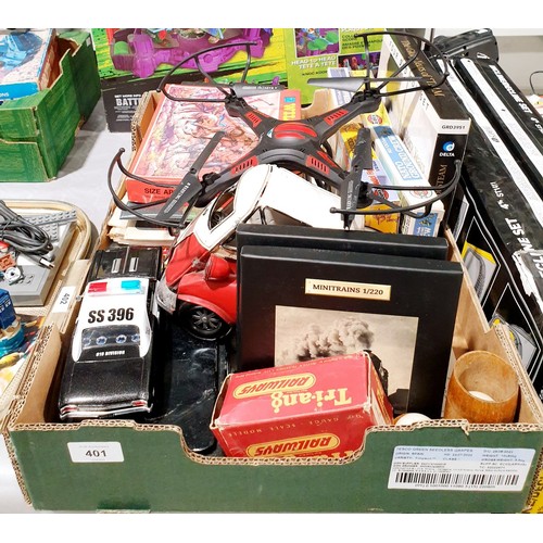 401 - A box of toys and games including Airfix kits and assorted. No shipping. Arrange collection or your ... 