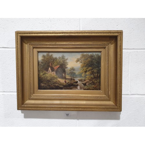 197 - Attributed to Abraham Hulk Senior: an antique oil on panel bucolic scene, in a period gilt frame, 7.... 