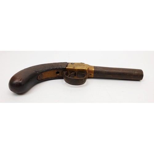 276 - A mid 19th century percussion turn-off barrel pocket pistol A/F, length 7.25