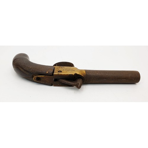 276 - A mid 19th century percussion turn-off barrel pocket pistol A/F, length 7.25