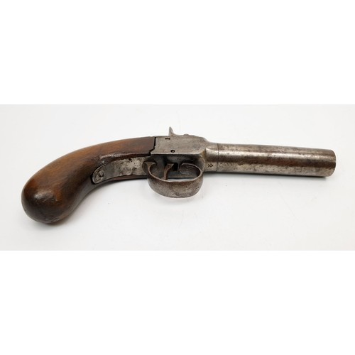 277 - A mid 19th century turn-off barrel percussion pocket pistol, length 7