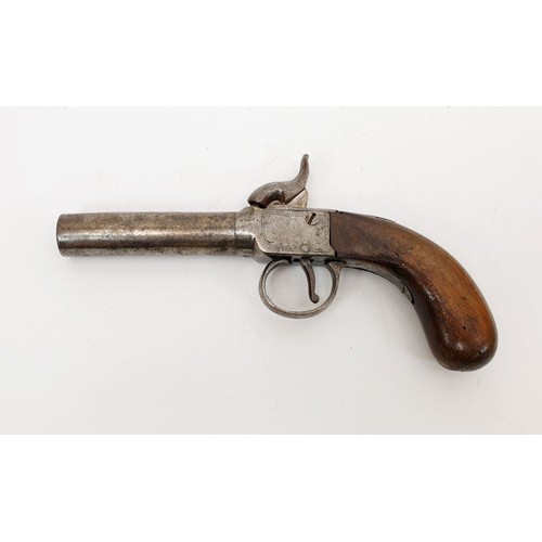 277 - A mid 19th century turn-off barrel percussion pocket pistol, length 7