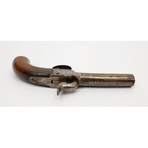 277 - A mid 19th century turn-off barrel percussion pocket pistol, length 7