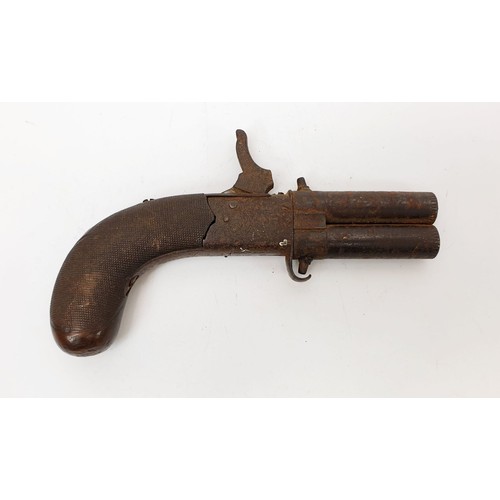 279 - A mid 19th century over and under double barrel percussion pocket pistol by J & G Gibbs of Bristol A... 