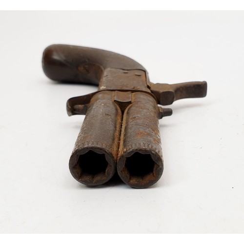 279 - A mid 19th century over and under double barrel percussion pocket pistol by J & G Gibbs of Bristol A... 