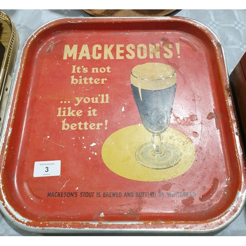 3 - A vintage Mackeson's stout aluminium serving tray, 13.5x13.5