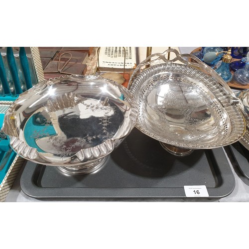 16 - A silver plated basket and a silver plated comport. UK shipping £14.