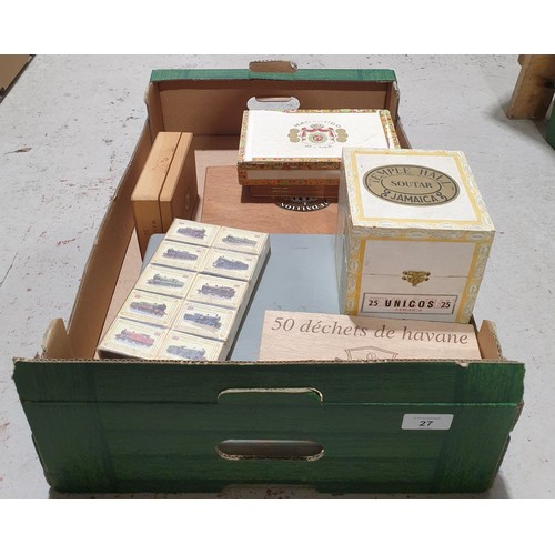 27 - A box of cigar boxes and matchboxes. UK shipping £14.