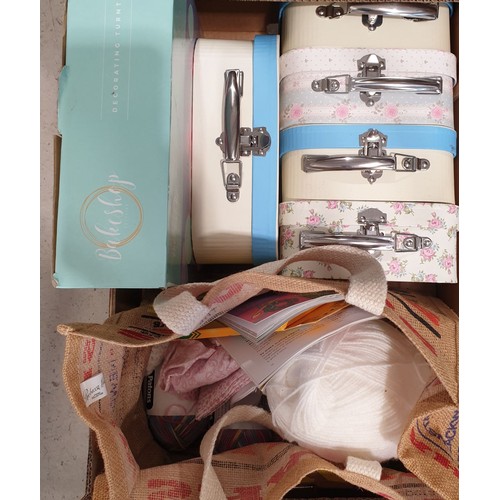 137 - Knitting items, a cake decorating turntable and sandwich boxes. No shipping. Arrange collection or y... 