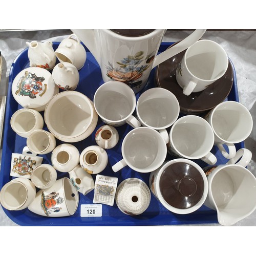 120 - A Myott retro coffee service together with a selection of crested ware. No shipping. Arrange collect... 