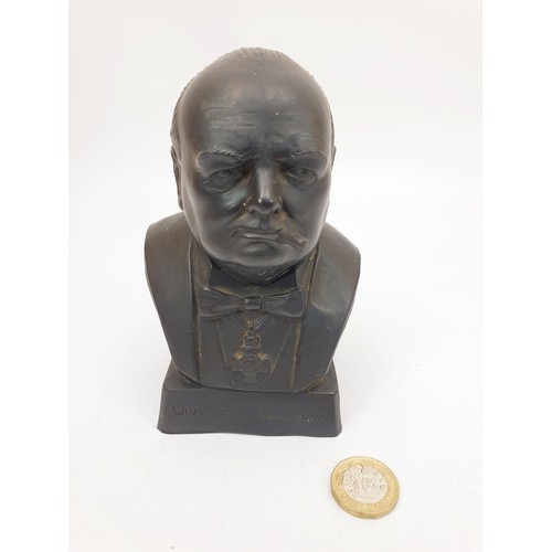 224 - A vintage plastic bust of Winston Churchill, height 5.25