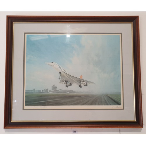 256 - Gerald Colson: a British Airways Concorde taking off, a signed print with blind stamp, also signed b... 