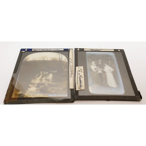 232 - Six boxed antique Ilford lantern slides of local Halifax scenes. UK shipping £14.