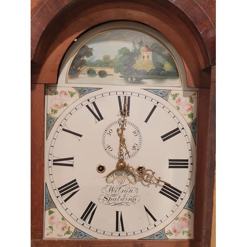 272 - A 19th century oak eight-day long case clock, the painted dial signed Wilson of Spalding, height 87