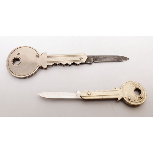 287 - Two vintage pen knives in the form of keys, the longest 3.5