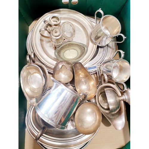 316 - A box of silver plate. No shipping. Arrange collection or your own packer and shipper, please.