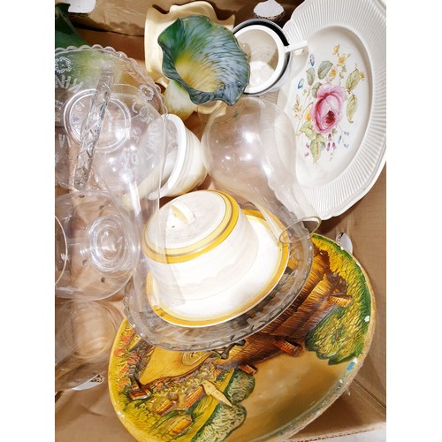 318 - A box including a George VI glass basket. No shipping.  Arrange collection or your own packer and sh... 