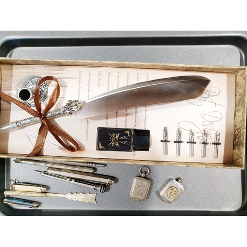 341 - A box calligraphy set, propelling pencils and assorted. UK shipping £14.