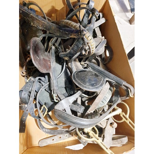 365 - Three boxes of antique and later horse tack. No shipping. Arrange collection or your own packer and ... 