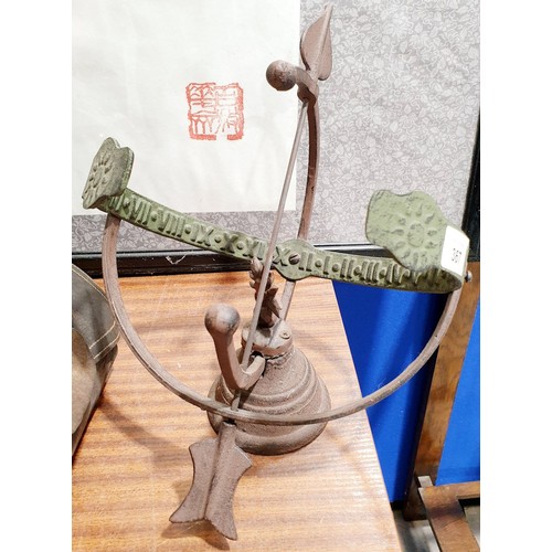 367 - A cast iron Armillary sundial, height 12.5