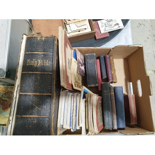 426 - A box of vintage maps and religious books. UK shipping £14.