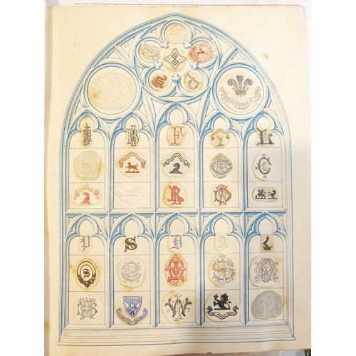 429 - An antique Crests and Monogram album with twenty one fully populated pages and three partially popul... 