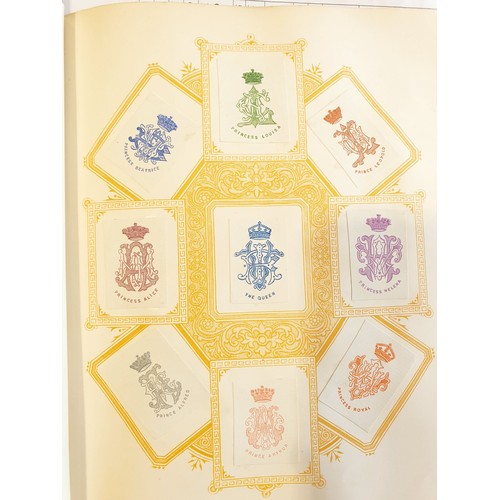 429 - An antique Crests and Monogram album with twenty one fully populated pages and three partially popul... 