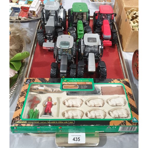 435 - Five model tractors including a Universal Hobbies limited edition a Deutz-Fahr K120 and a Britain's ... 