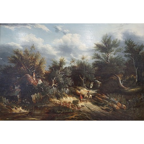 193 - Edward Williams (1782-1885): an oil on panel painting of a bucolic scene with figures and a dog, 22