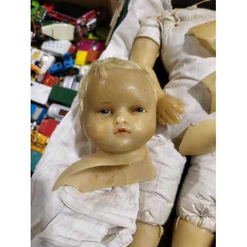 459 - An antique wax doll A/F, length approx. 17.5