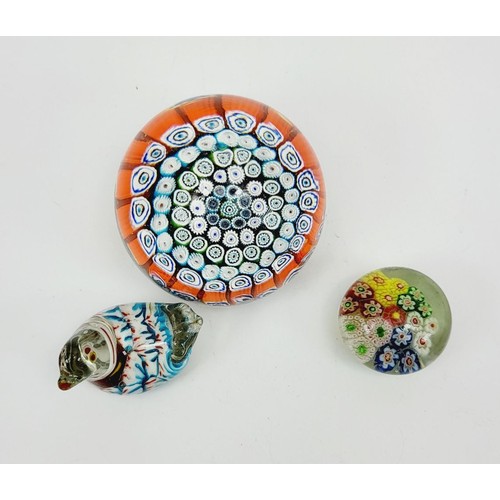 221 - Three Millefiori paper weights. UK shipping £14.