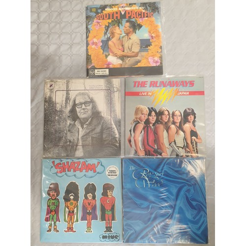 17 - Five vinyl LPs including Shazam, Roy Wood and The Runaways. UK shipping £14.