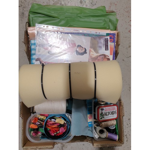 45 - A box of sewing goods. No shipping. Arrange collection or your own packer and shipper, please.