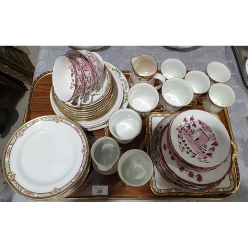 25 - Allerton's Sunderland lustre ware tea ware together with other antique ceramics, some A/F, and Dutch... 