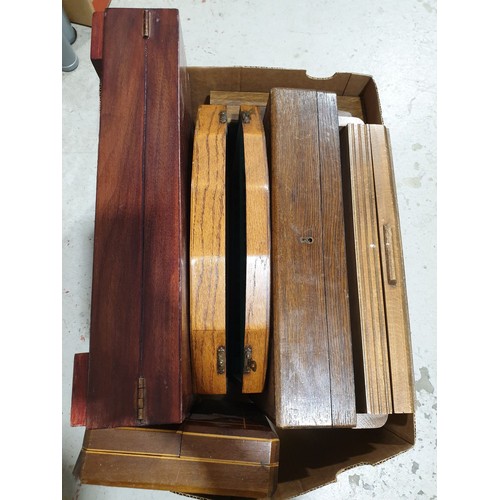 63 - Five vintage wooden cutlery boxes. UK shipping £14.