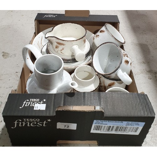 72 - Midwinter tea and dinner ware. No shipping. Arrange your own packer and shipper, please.