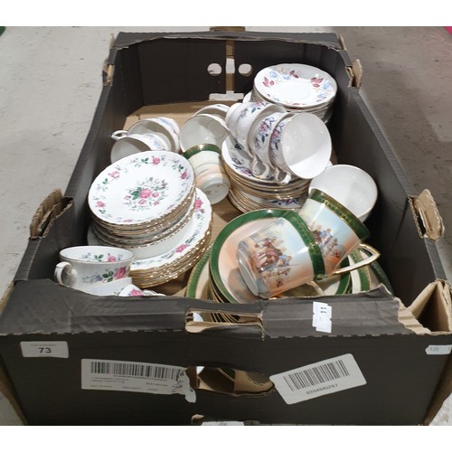 73 - A box of tea ware including Royal Stafford. No shipping. Arrange your own packer and shipper, please... 