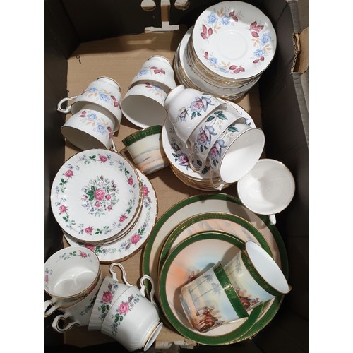 73 - A box of tea ware including Royal Stafford. No shipping. Arrange your own packer and shipper, please... 