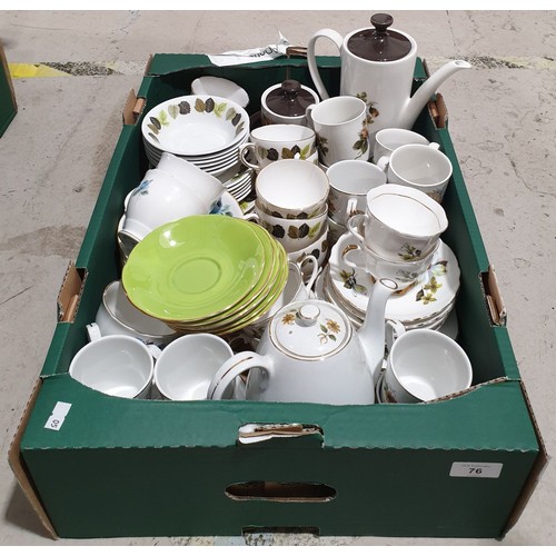 76 - A box of retro tea and coffee ware. No shipping. Arrange your own packer and shipper, please.